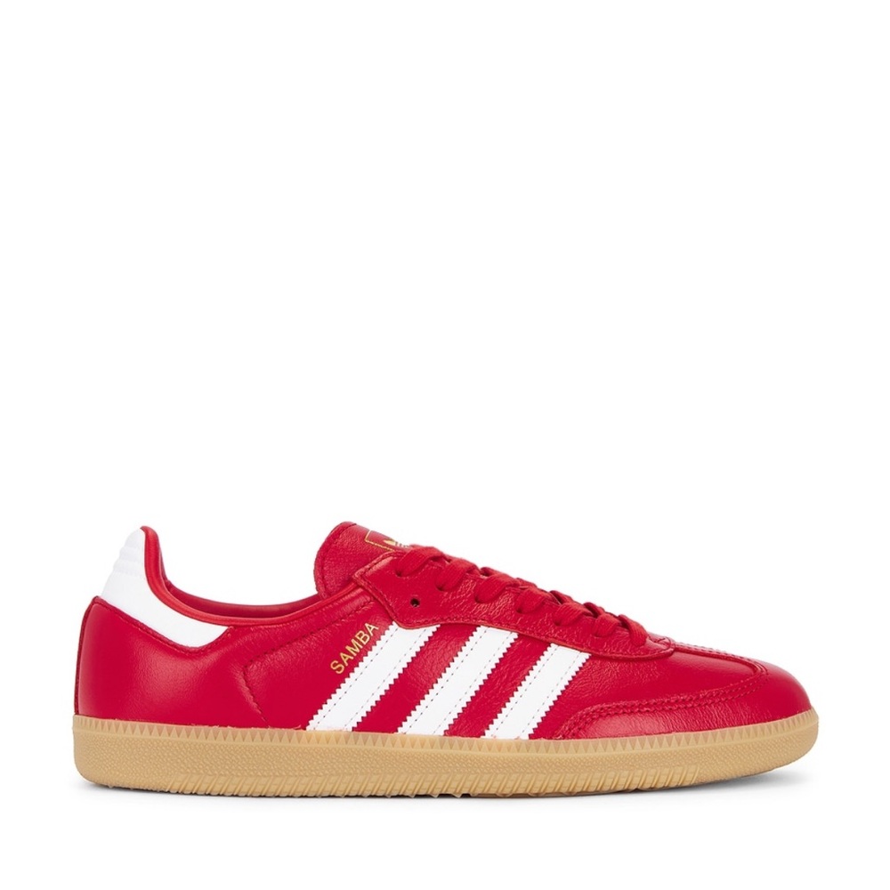 adidas Samba Leather Sneaker in Red, White & Gum